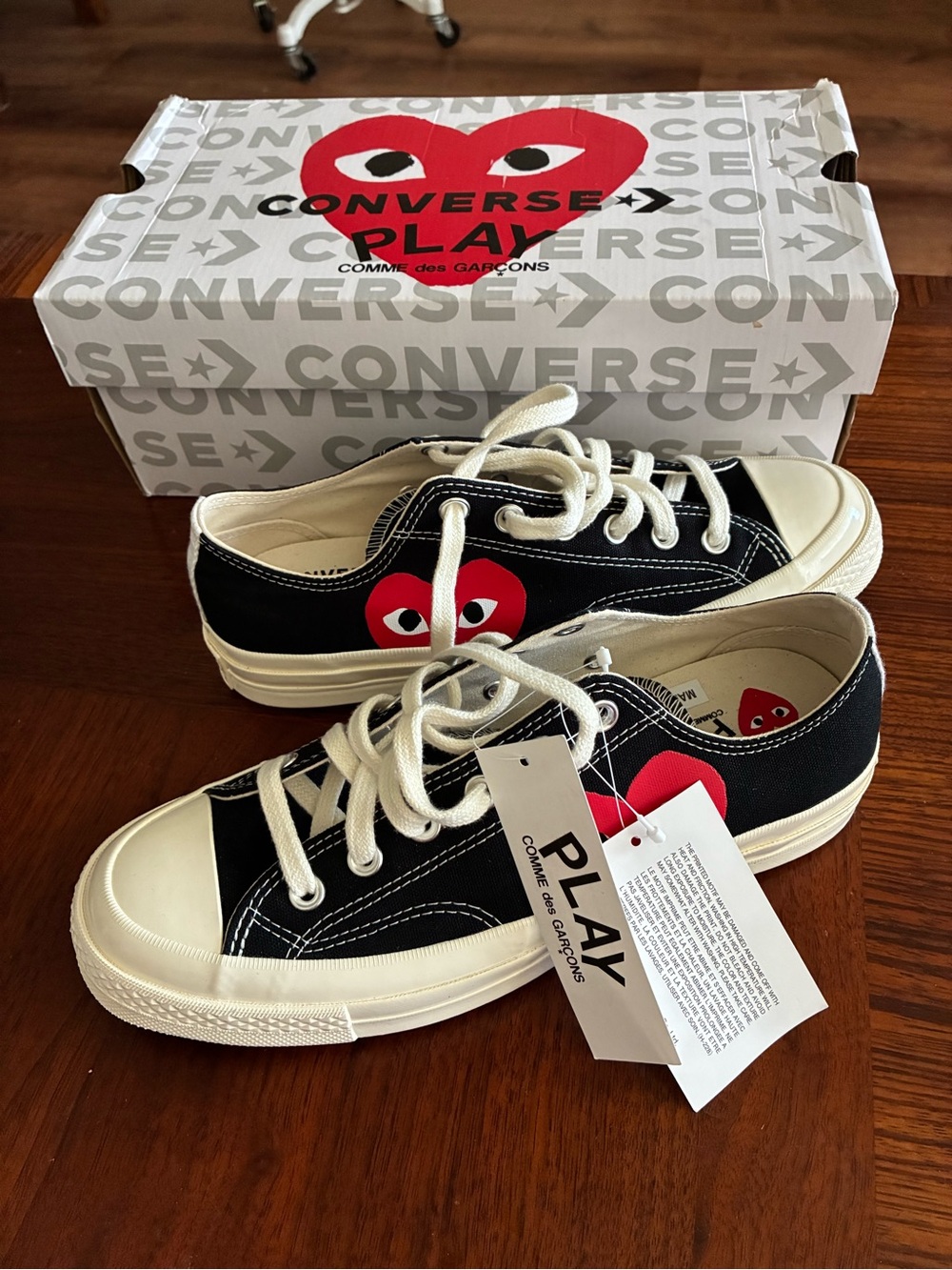 ❤️ Converse Comme des Garcons Black Canvas Low-Top Sneakers with Red Heart Logo